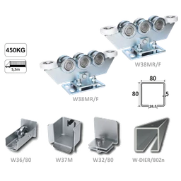 Samonos do 450 kg, dierovaný profil 80 x 80 x 6000 mm, Zn