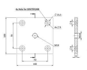 Kotviaca platňa k EB1-ZPK02, brúsená nerez K320/ AISI304 - slide 1