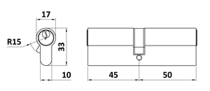 Cylindrická vložka EURO 45/50 mm, niklová, 3 kľúče - slide 1