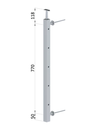 Nerezový sloup fr. balkón, boční kotvení, 5dírový, pravý - slide 1