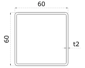 Profil 60 x 60 x 2 x 3000 mm, brúsená nerez AISI 304 - slide 1