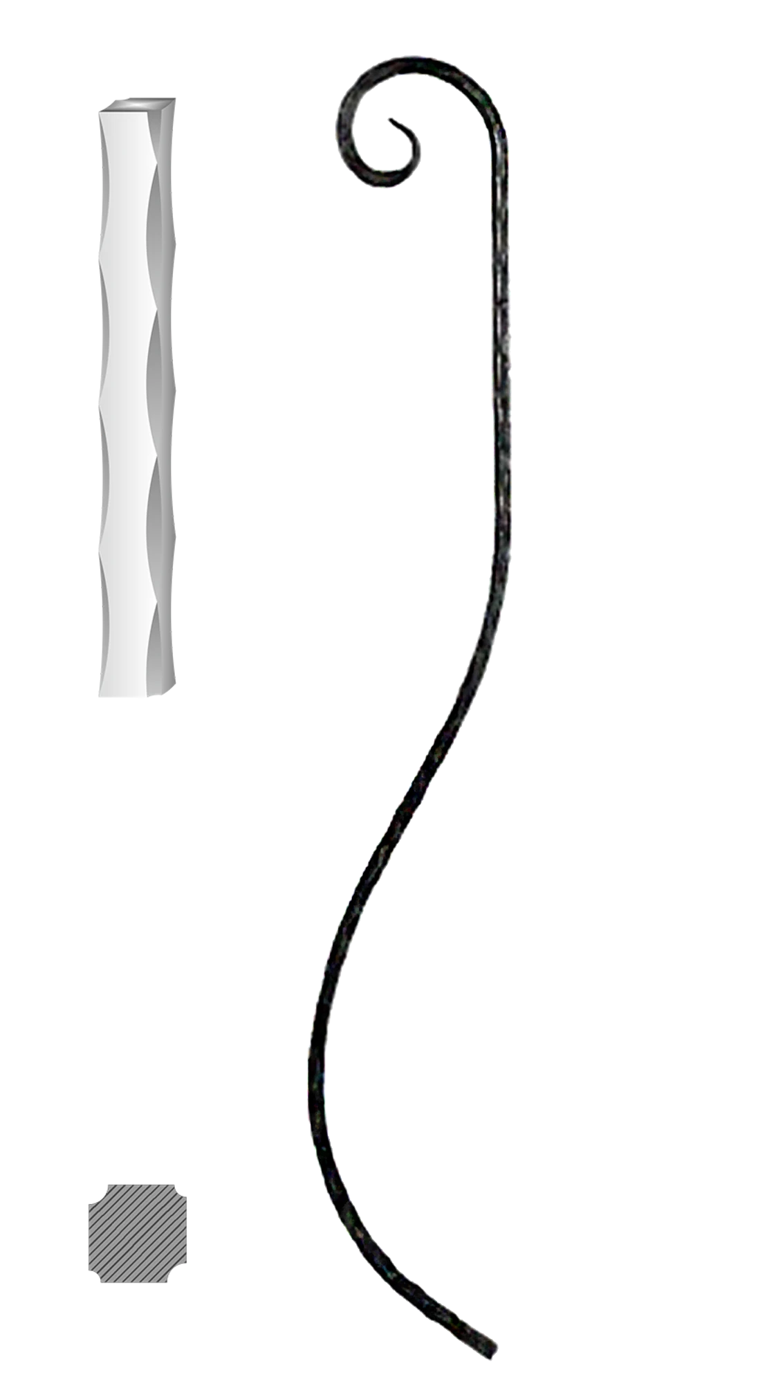 Tyč 12 x 12 mm, 1000 x 160 mm