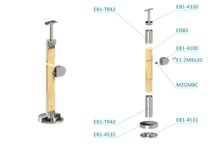 Drevený stĺp, vrchné kotvenie, výplň: sklo, pravý - slide 1