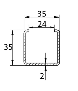 U-profil krycí 35 x 35 x 2 x 3000 mm, žiarovo zinkovaný - slide 1