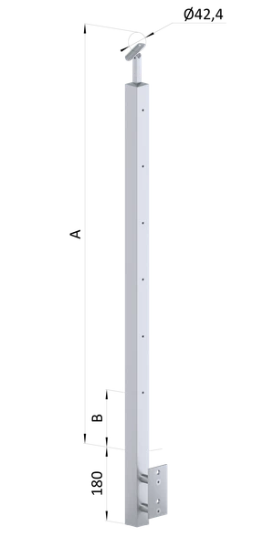 Nerezový stĺp, bočné kotvenie, 6-radový M6, vnútorný - slide 0