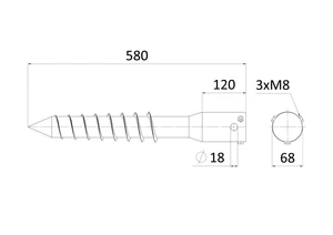 Zemní vrut, ø 68 mm, žárový pozink - slide 1