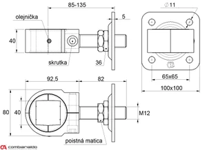 Závěs stavitelný na upnutí čtyřhranu 40 mm, plotna  spät na prehľad vyrobkov predchádzajúcí následujúcí záves nastaviteľ - slide 1