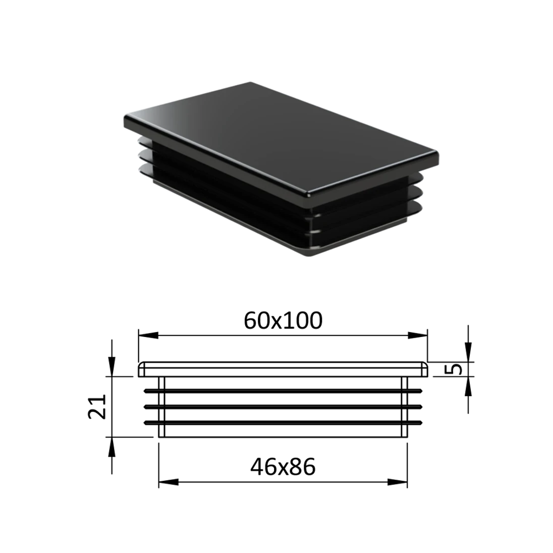 Krytka plastová 60 x 100 mm