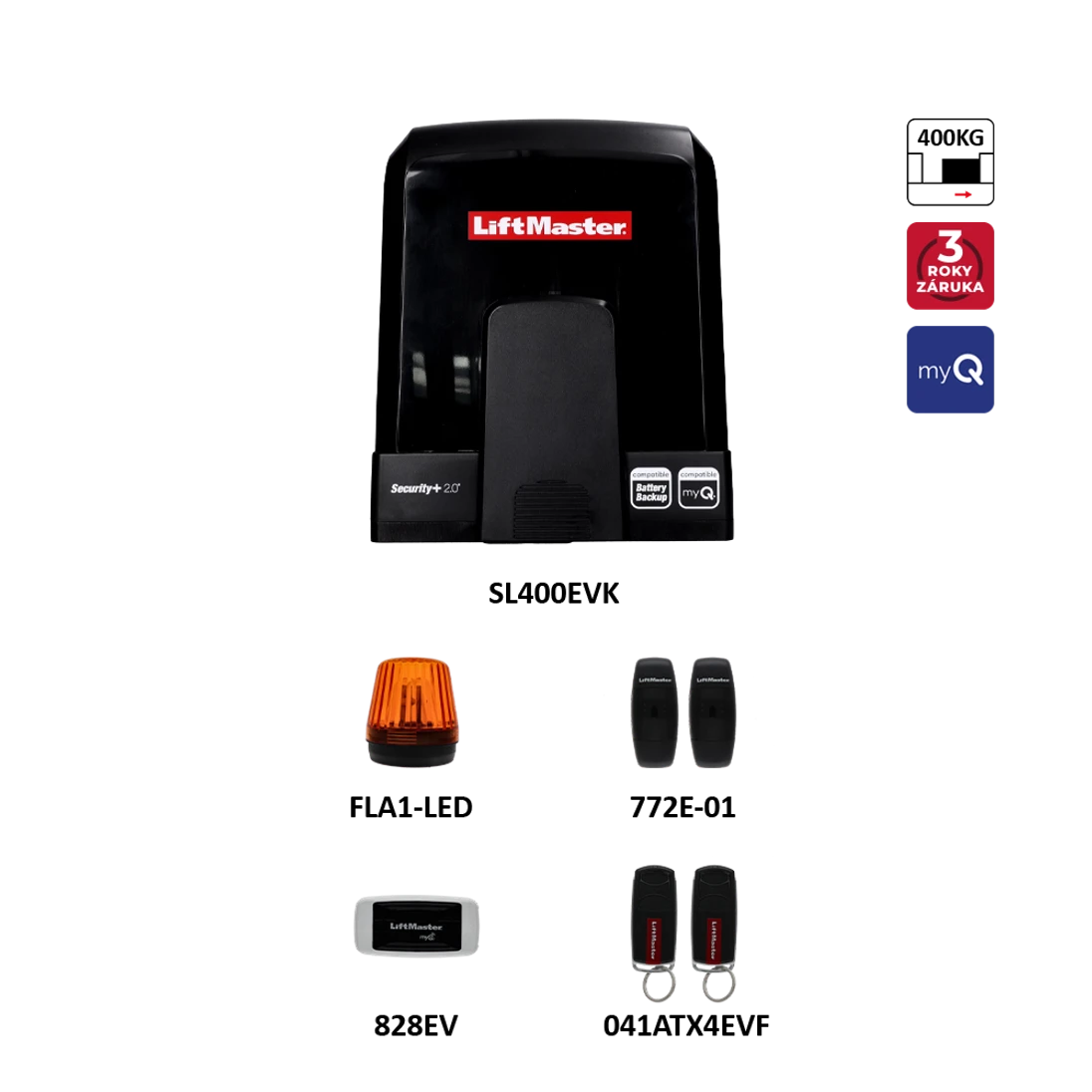 LiftMaster sada pohodnu do 5 m/400 kg s myQ rozhraním 828EV