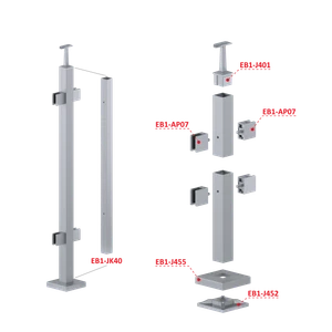 Nerezový stĺp, vrchné kotvenie, výplň: sklo, priechodný - slide 2