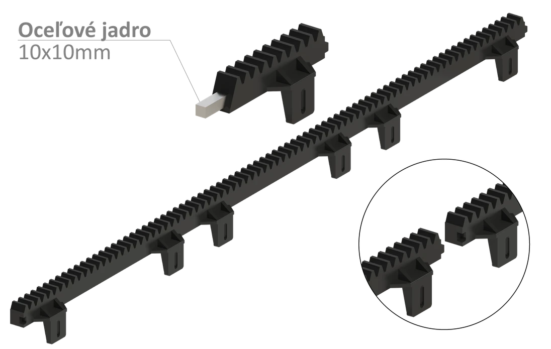 Hrebeň nylon 27 x 18 x 1000 mm, max do 800 kg