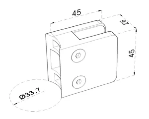 Svorka skla/plechu na trubku ø 33,7 mm, brúsená AISI 304 - slide 1