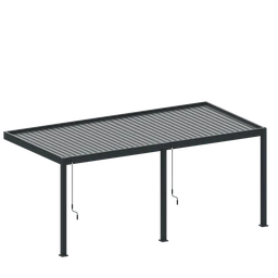 Bioklimatická pergola, hliníková 3 x 6 m, montovaná o stenu