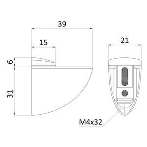 ZAMAK držák pro skleněné police, sklo 5 – 10  mm, Al/Zn - slide 2