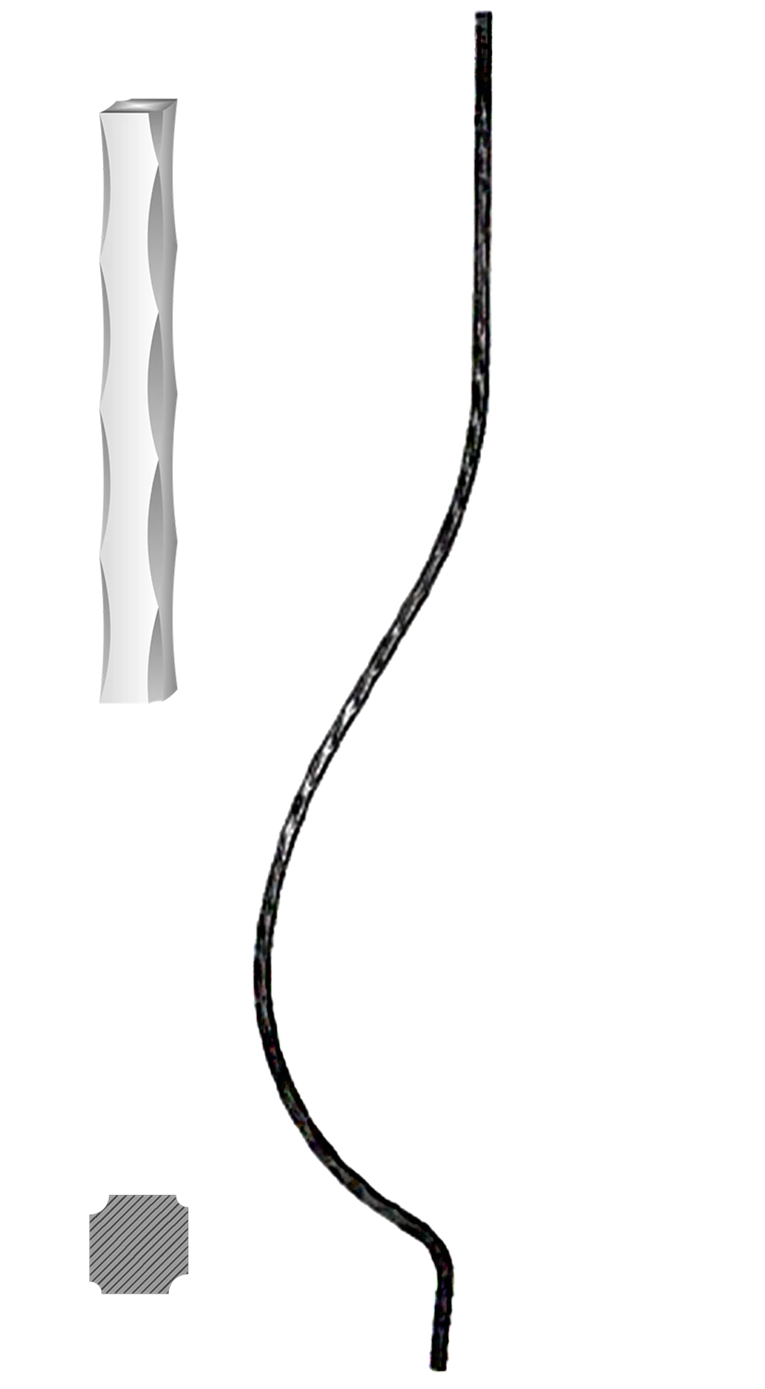 Tyč 12 x 12 mm, 1000 x 160 mm