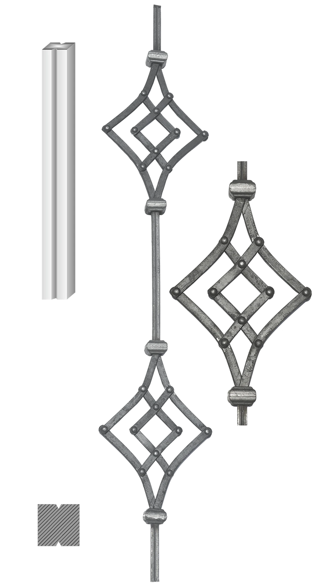 DOPREDAJ tyč 12 x12 950 mm, ornament nitovaný 680 x 180 mm