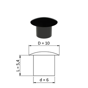 Vnútorná krytka guľatá ø 10 mm, otvor ø 6 mm, čierna, plast - slide 0