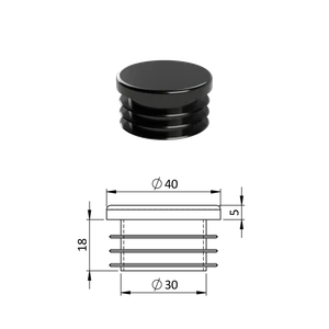 Vnútorná krytka guľatá ø 40 mm, plastová, čierna - slide 0