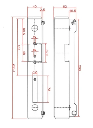 Dorazová kazeta pravá/levá, pozink 280x40x40mm - slide 1