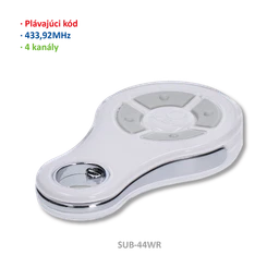 Vysílač 4kanálový, 433MHz, plovoucí kód, bílý