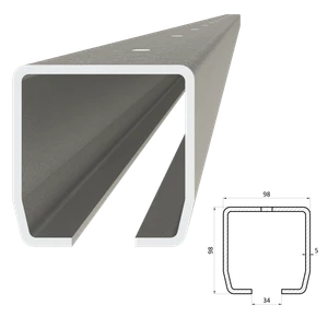 C profil MEDIO 98 x 98 x 5 x 2000 mm s otvormi, pozinkovaný - slide 0