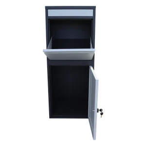 Box na balíky s prepadovou lištou, farba: čierna/biela - slide 0