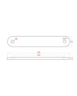 Kotviaca platňa L = 180 mm, brúsená nerez AISI 304 - slide 1