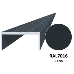 U profil 50 x 22 x 6000 mm, hliník, povrchová úprava RAL 7016