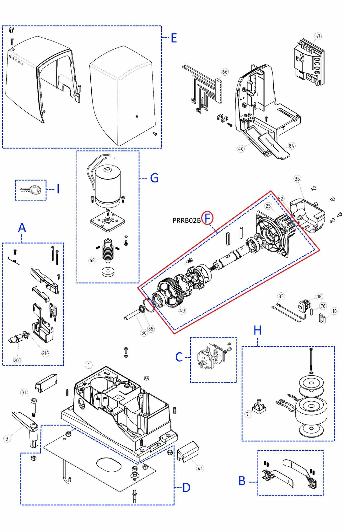 PRRB02B - kit převodovky pro RB1000/ RO1000