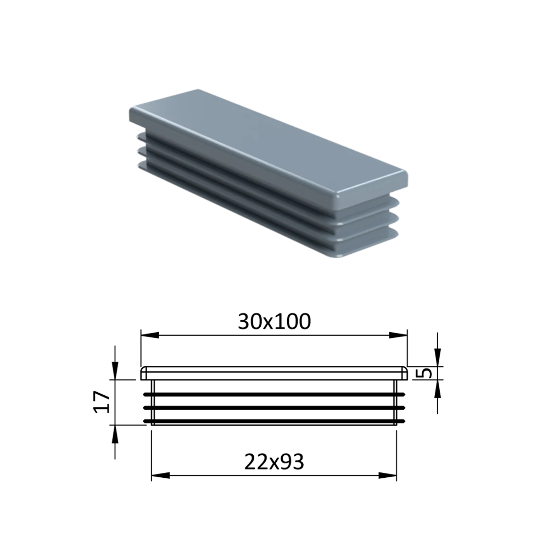 Krytka plastová 30 x 100 mm