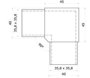Spojka rohová na jokel 40 x 40 mm, brúsená AISI 304 - slide 1