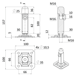 Nastavitelný doraz posuvných vrat, 100x100mm, pozinkovaný - slide 3