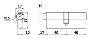 Cylindrická vložka EURO 40/40 mm s guľkou, niklová, 3 kľúče - slide 1