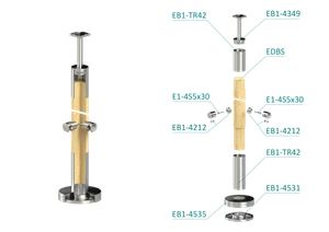 Drevený stĺp, vrchné kotvenie, 4-radový, rohový: 90° - slide 1