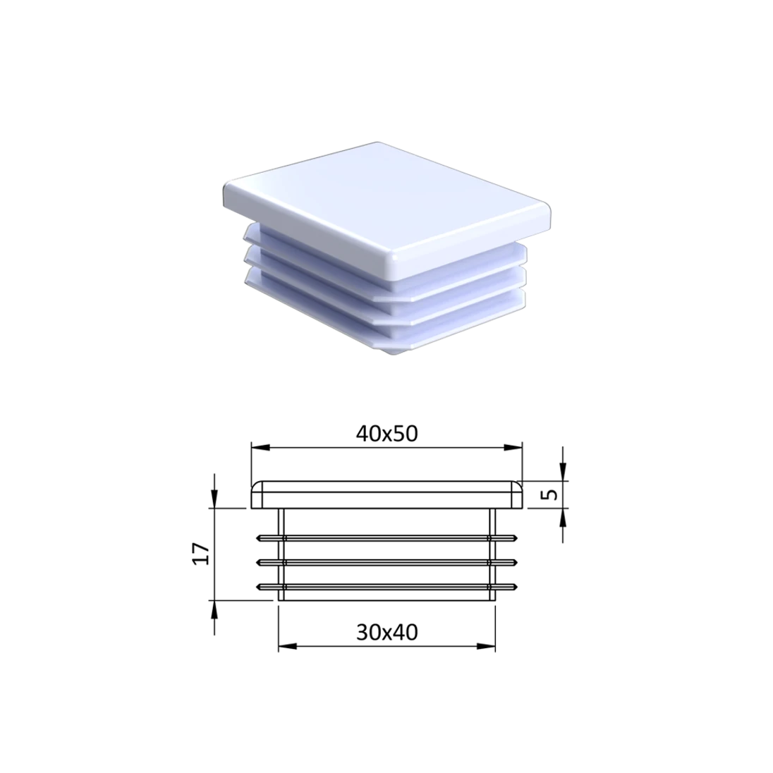 Krytka plastová 40 x 50 mm