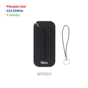 Vysielač 2-kanálový, 433 MHz, plávajúci kód, čierny - slide 1