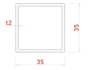 Profil 35 x 35 x 2 x 3000 mm, brúsená nerez AISI 304 - slide 1