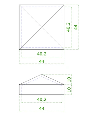 Ukončenie strieška jokla 40 x 40 mm, brúsená nerez AISI 304 - slide 3