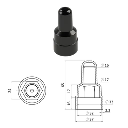 Krytka plastová na matice a šrouby M16, prodloužená, černá