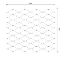 Lanková sieť, 1 x 5 m, oko 50 x 50 mm, ø 2mm, AISI 316
