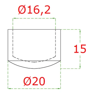 Ukončení na trubku ø 16 mm, broušená nerez AISI 304 - slide 1