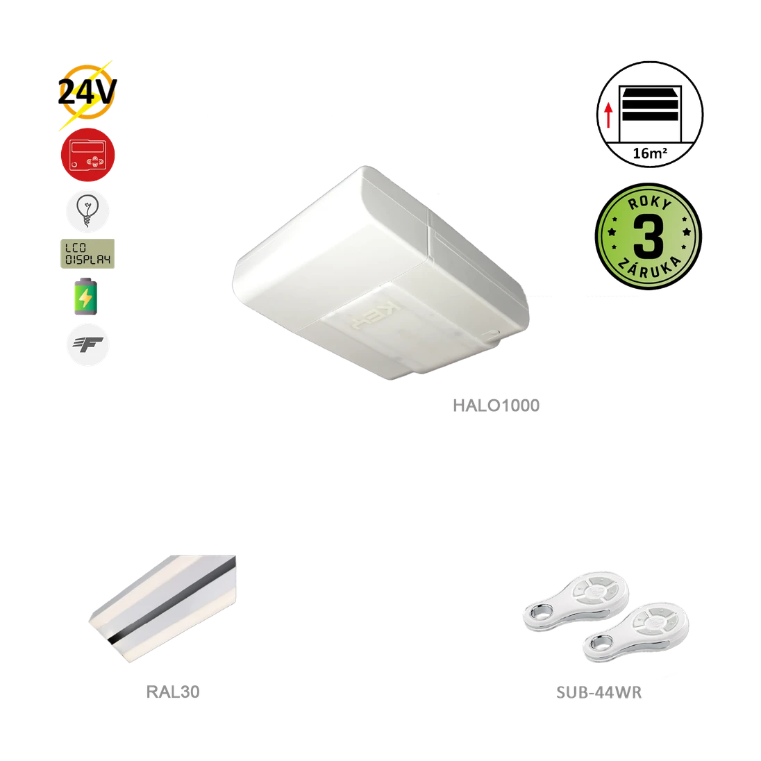 HALO 1000N pohon pre sekcionálnu bránu do 16 m2/130 kg