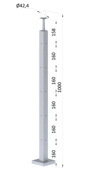 Nerezový stĺp, 5-radový M6,rohový 90° - slide 0