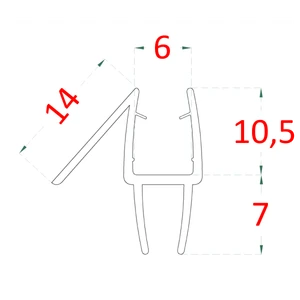 Plastové tesnenie na sklo 6 mm, L = 2200 mm - slide 1