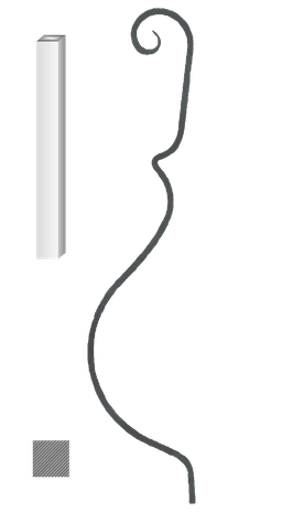 Tyč 12 x 12 mm, 1000 x 220 mm