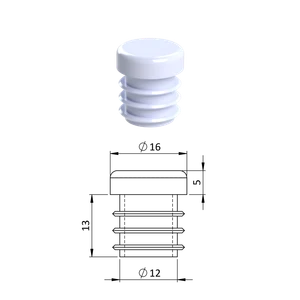 Vnútorná krytka guľatá ø 16 mm, plastová, biela - slide 0