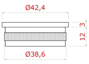 Ukončení na trubku ø42.4mm, broušená AISI304 - slide 1