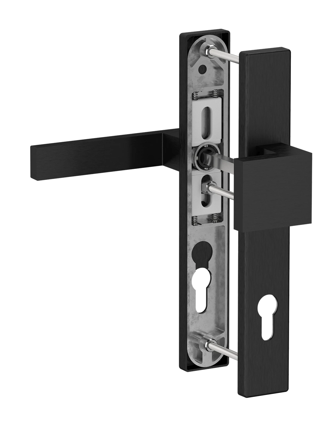 Hliníkový set so štítom kľučka/guľa, čierny brúsený elox