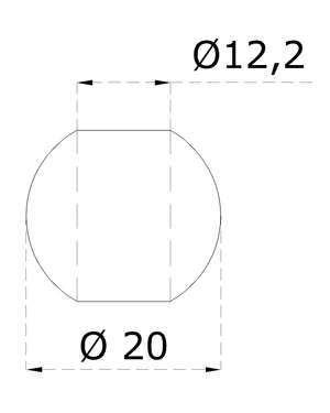 DOPREDAJ! Guľa priechodná ø 20 mm na trubku ø 12 mm, leštená AISI 304 - slide 1