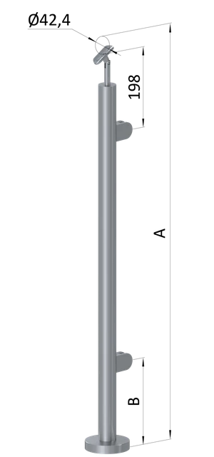 Nerezový sloup, vrchní kotvení, výplň: sklo, pravý - slide 0